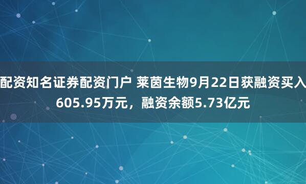 配资知名证券配资门户 莱茵生物9月22日获融资买入605.95万元,融资余额5.73亿元